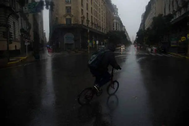 Riding an electric bike in heavy rain
